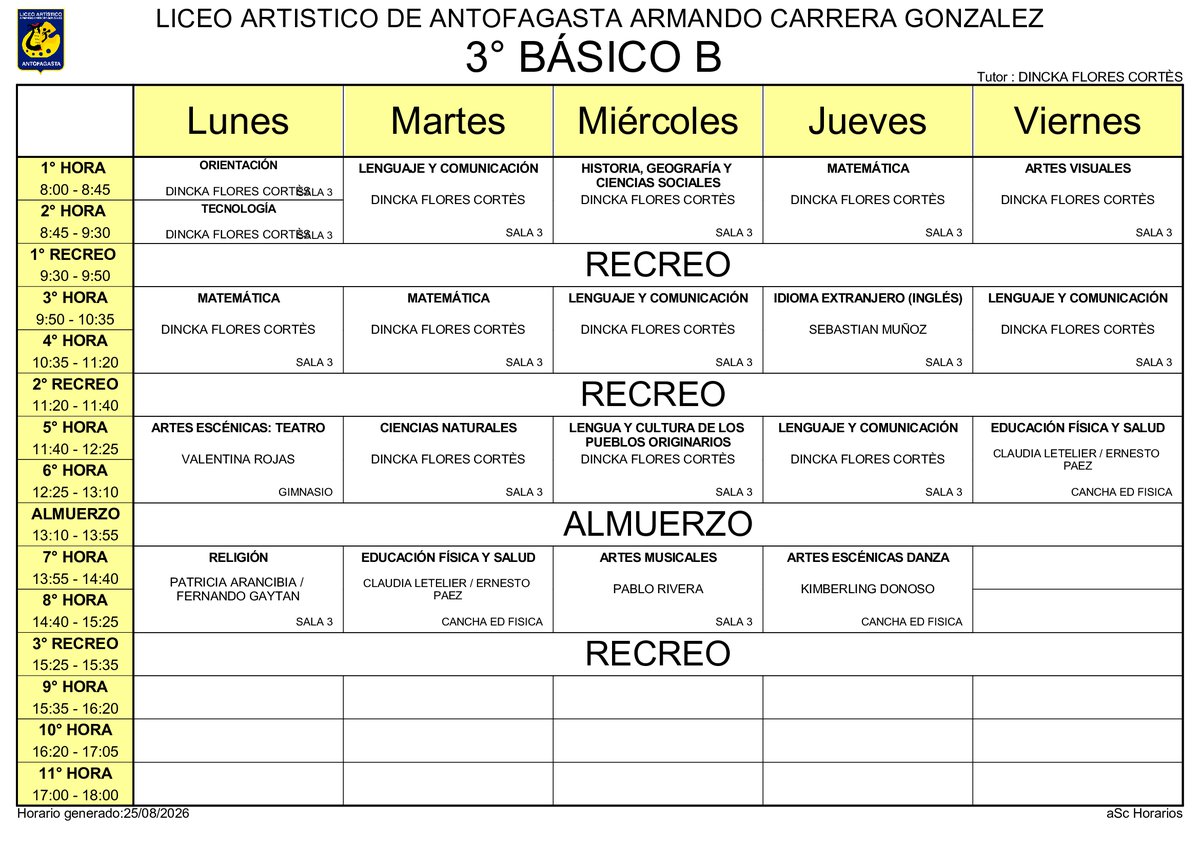 Horario página 10