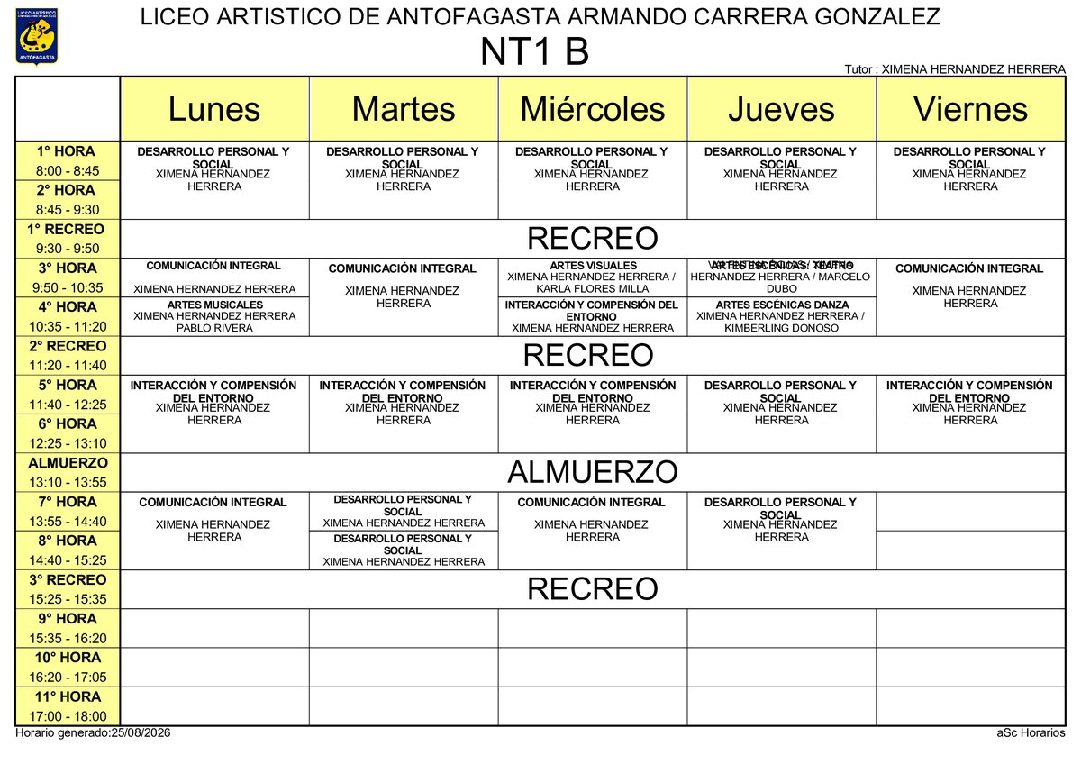 Horario página 2