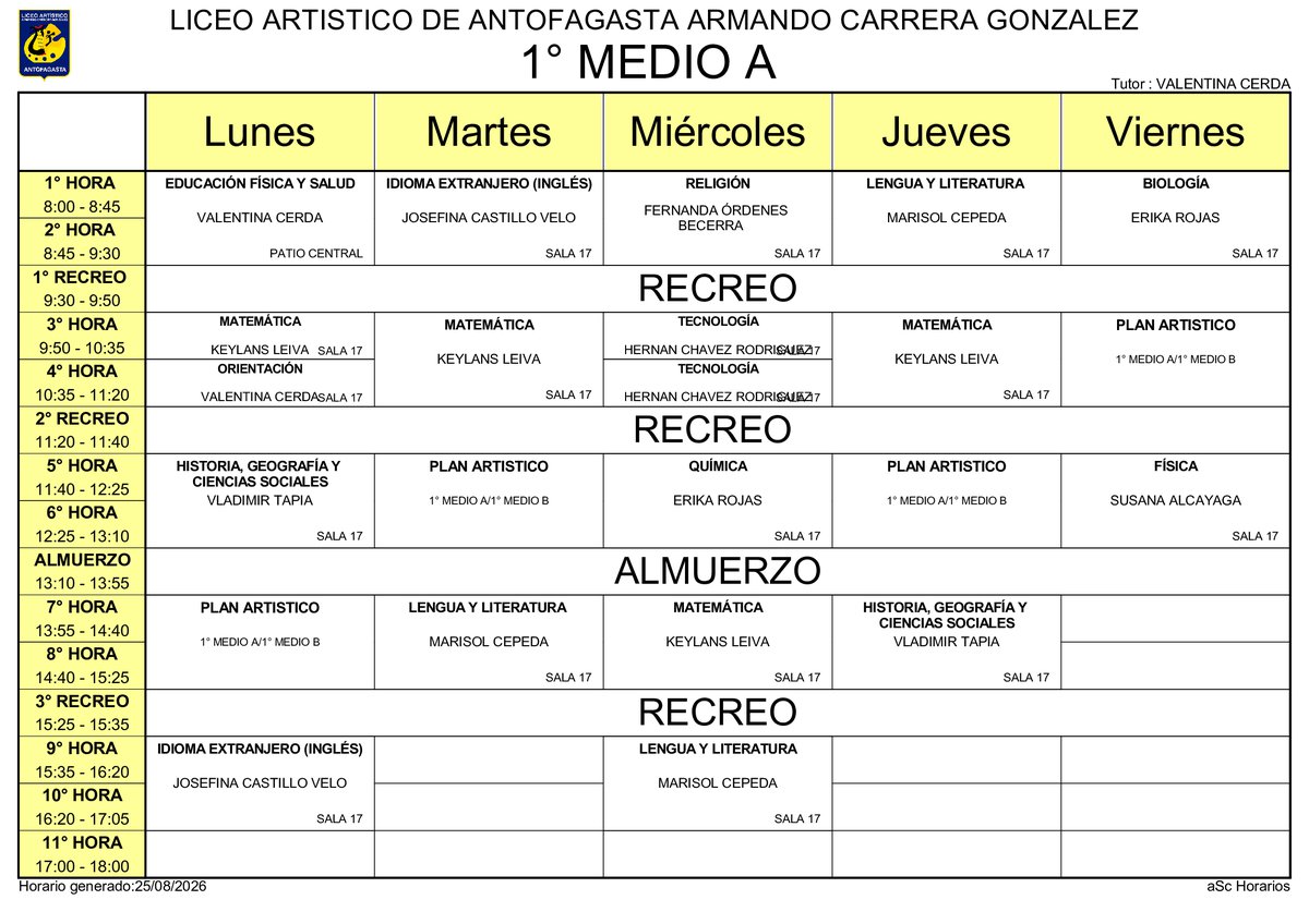 Horario página 21