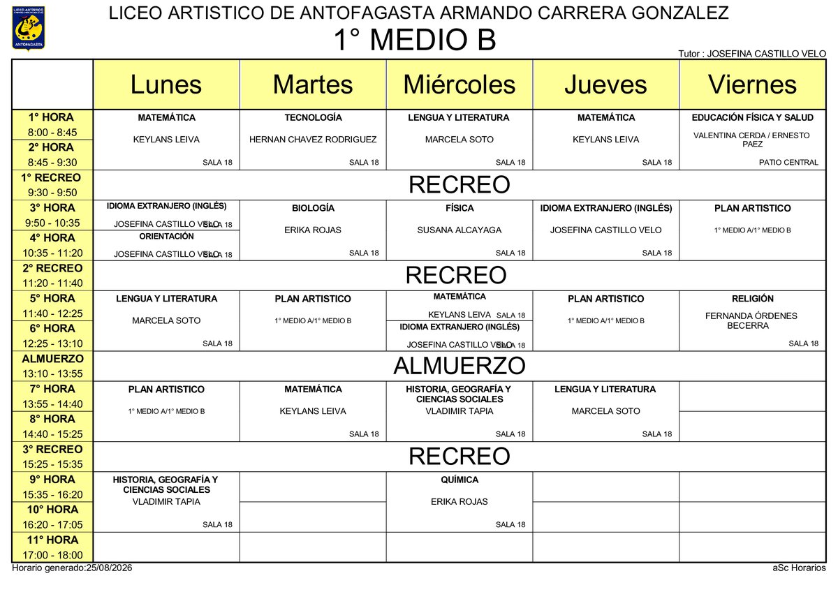 Horario página 22