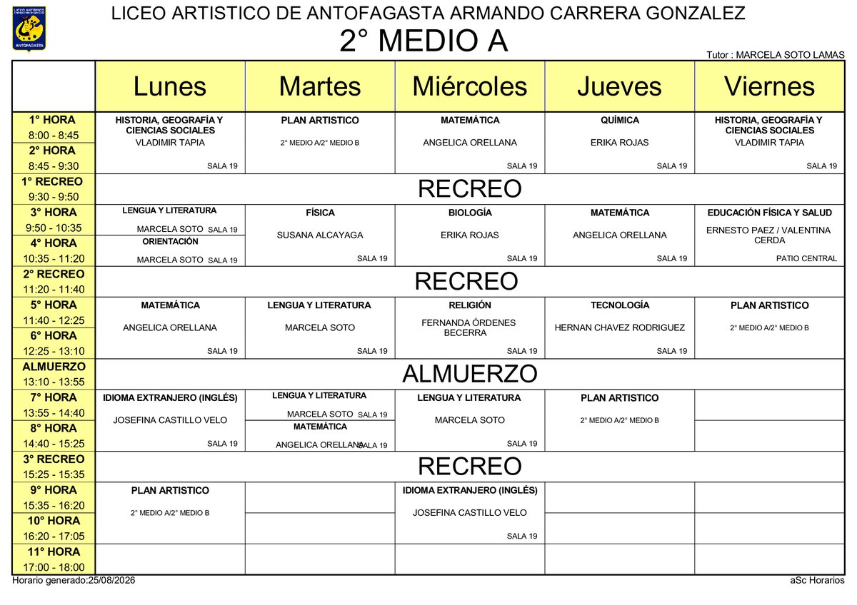 Horario página 23