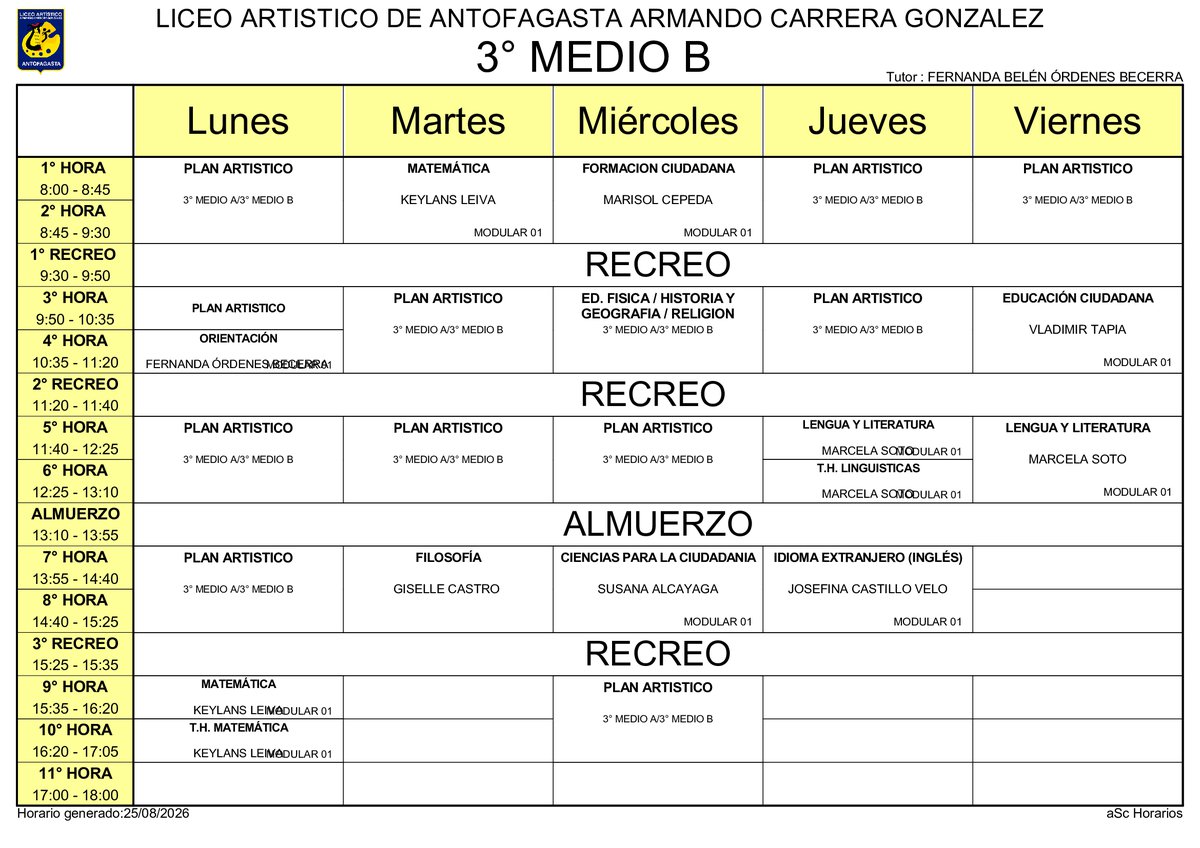 Horario página 26