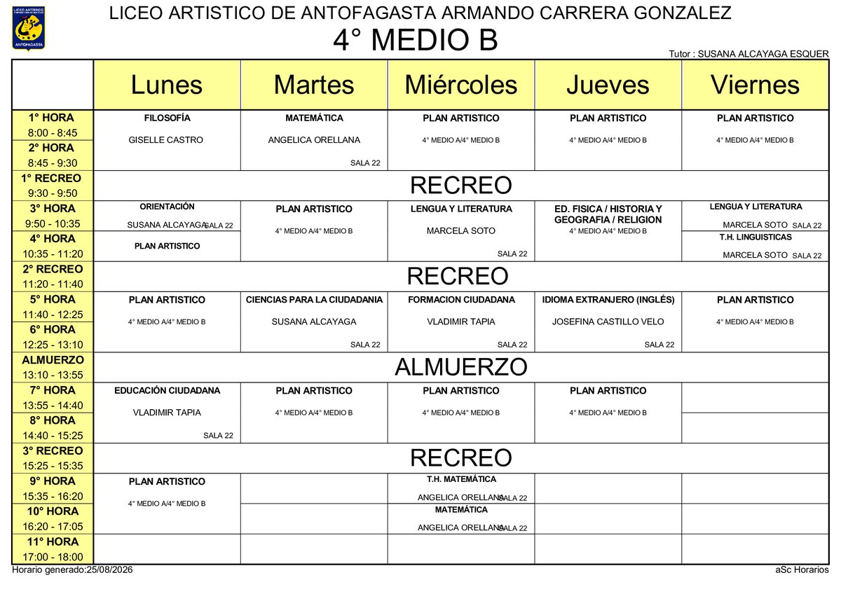 Horario página 28