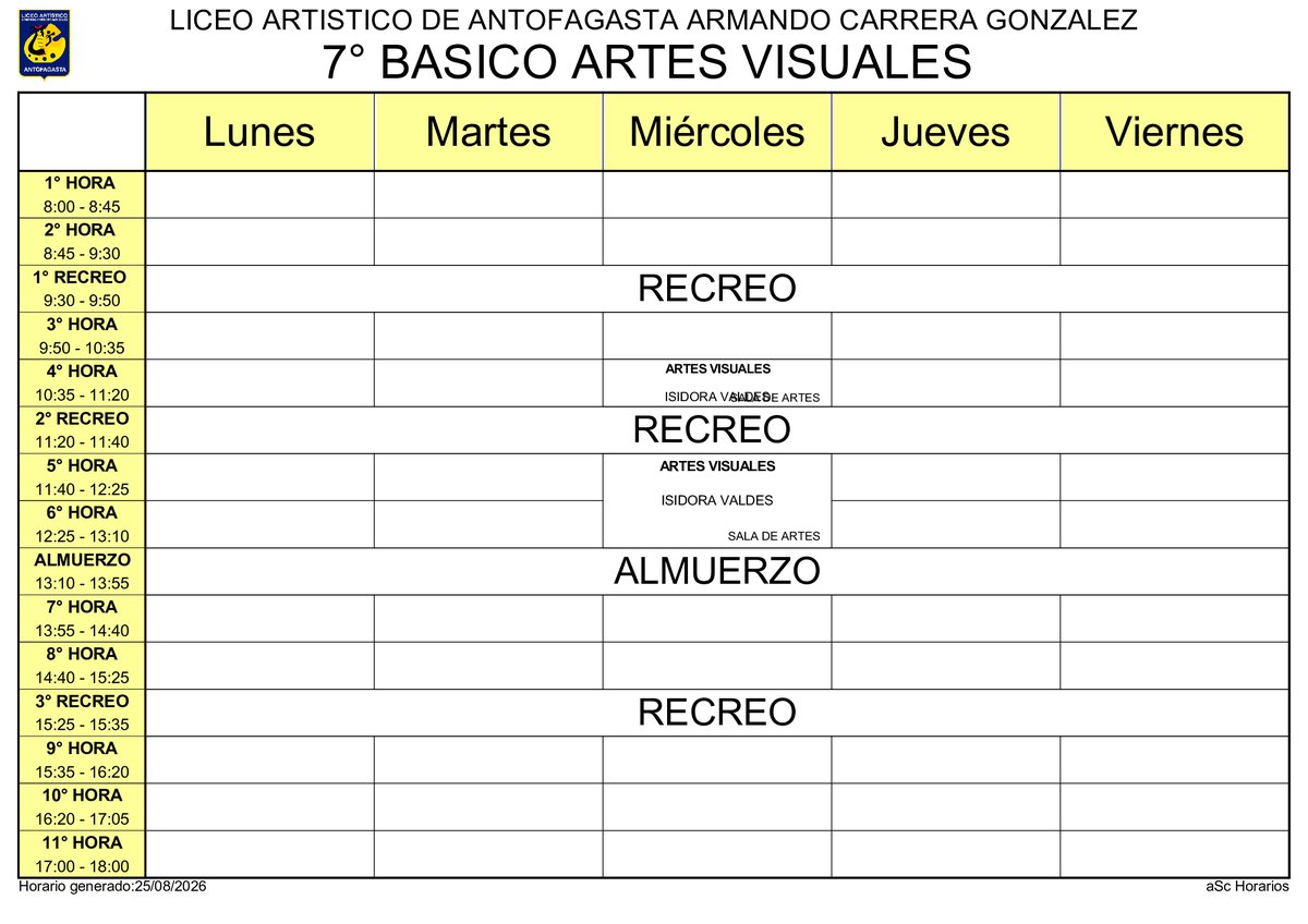 Horario página 29