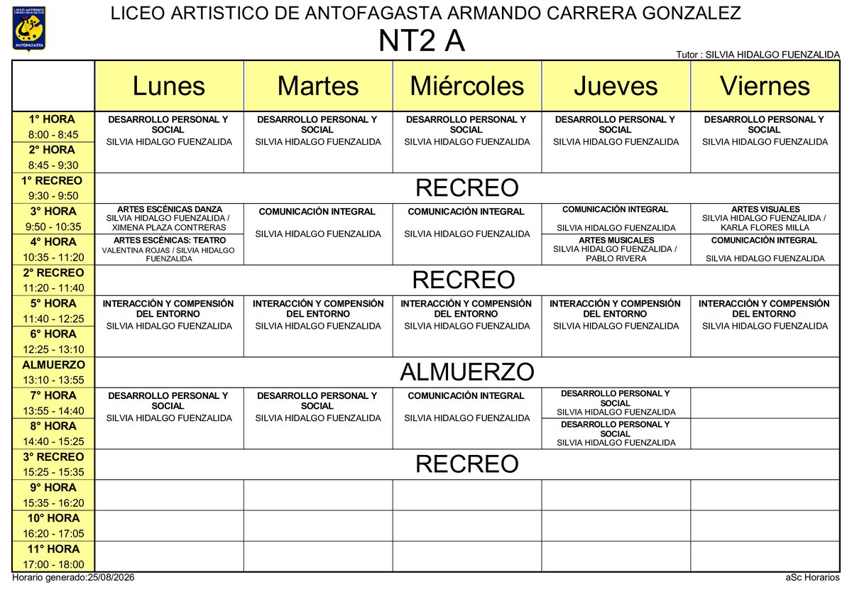 Horario página 3