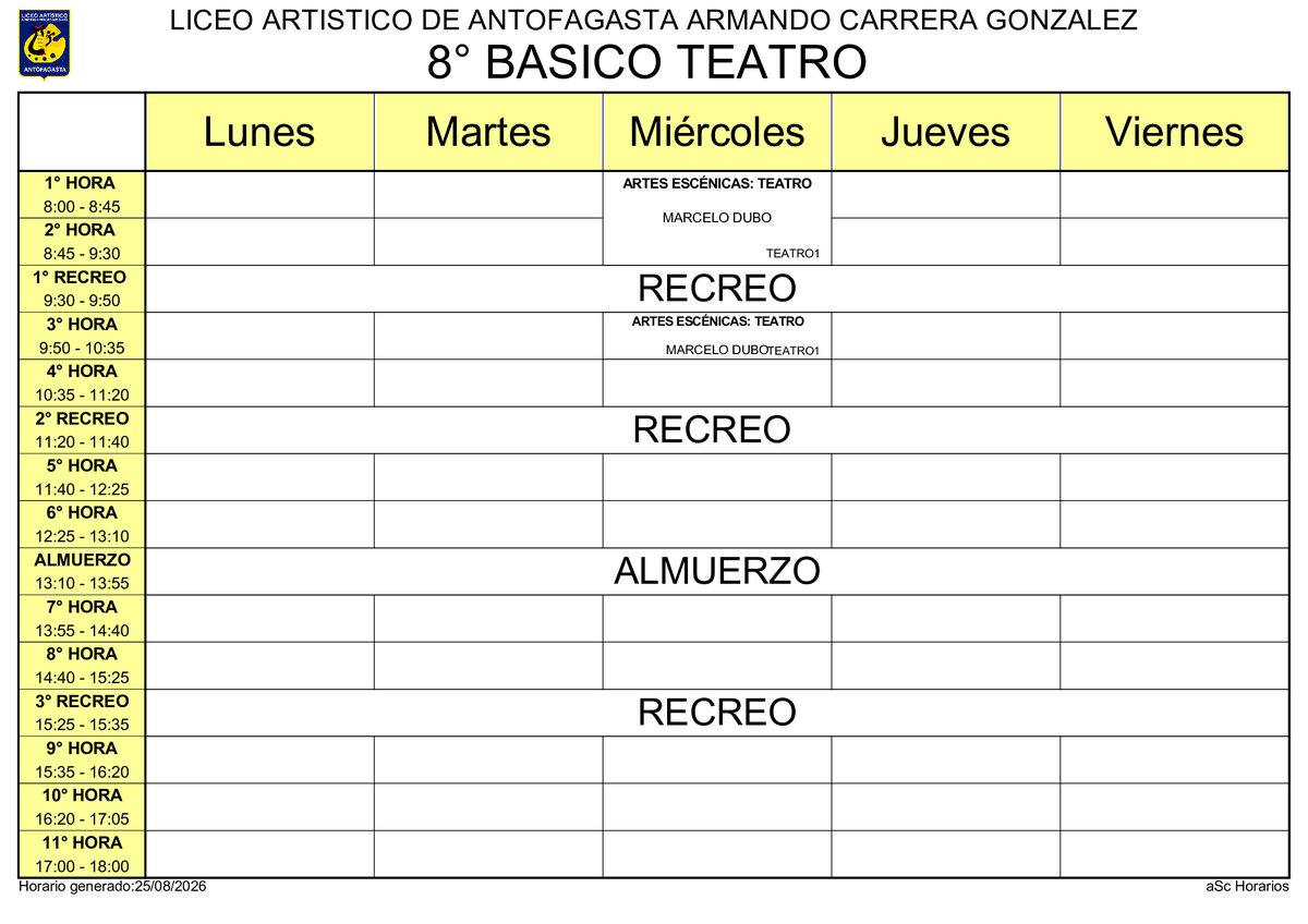 Horario página 33