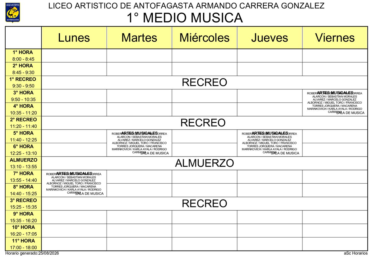 Horario página 36