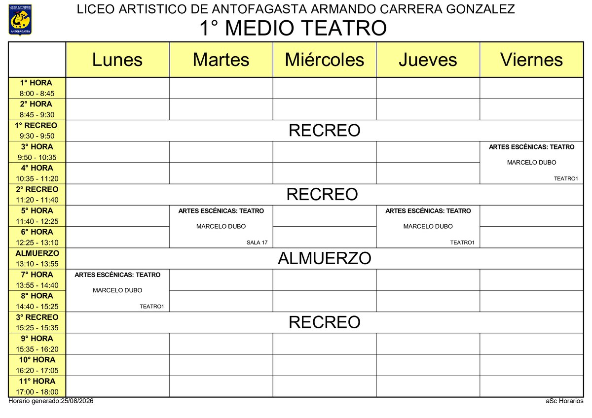 Horario página 38