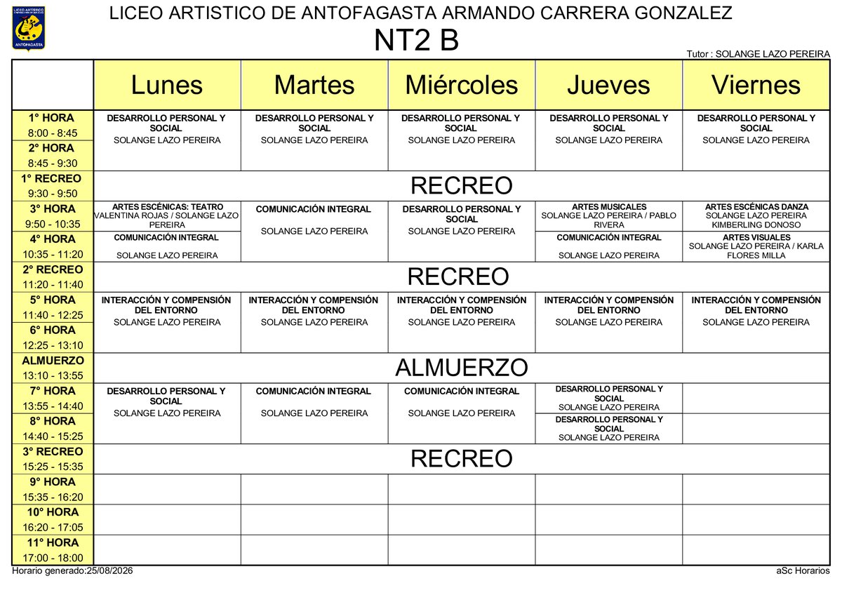 Horario página 4