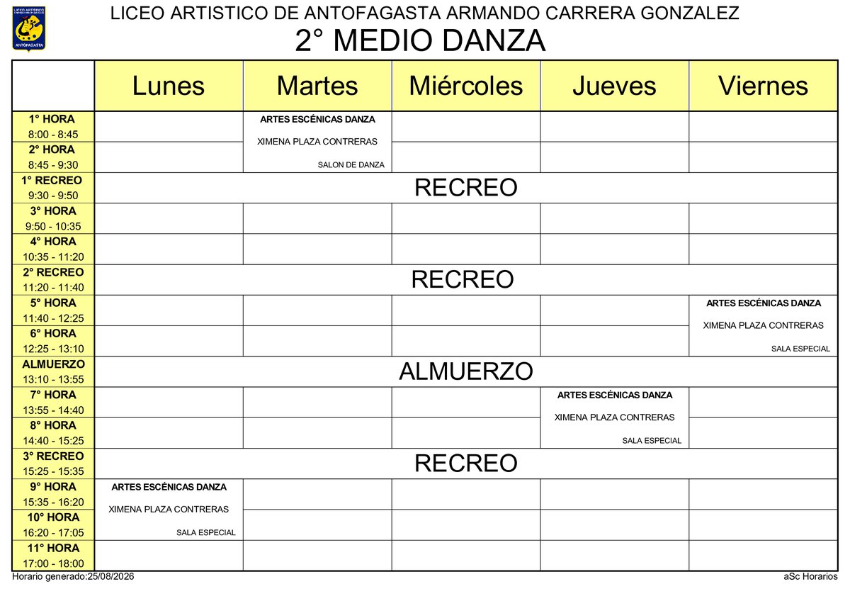 Horario página 40