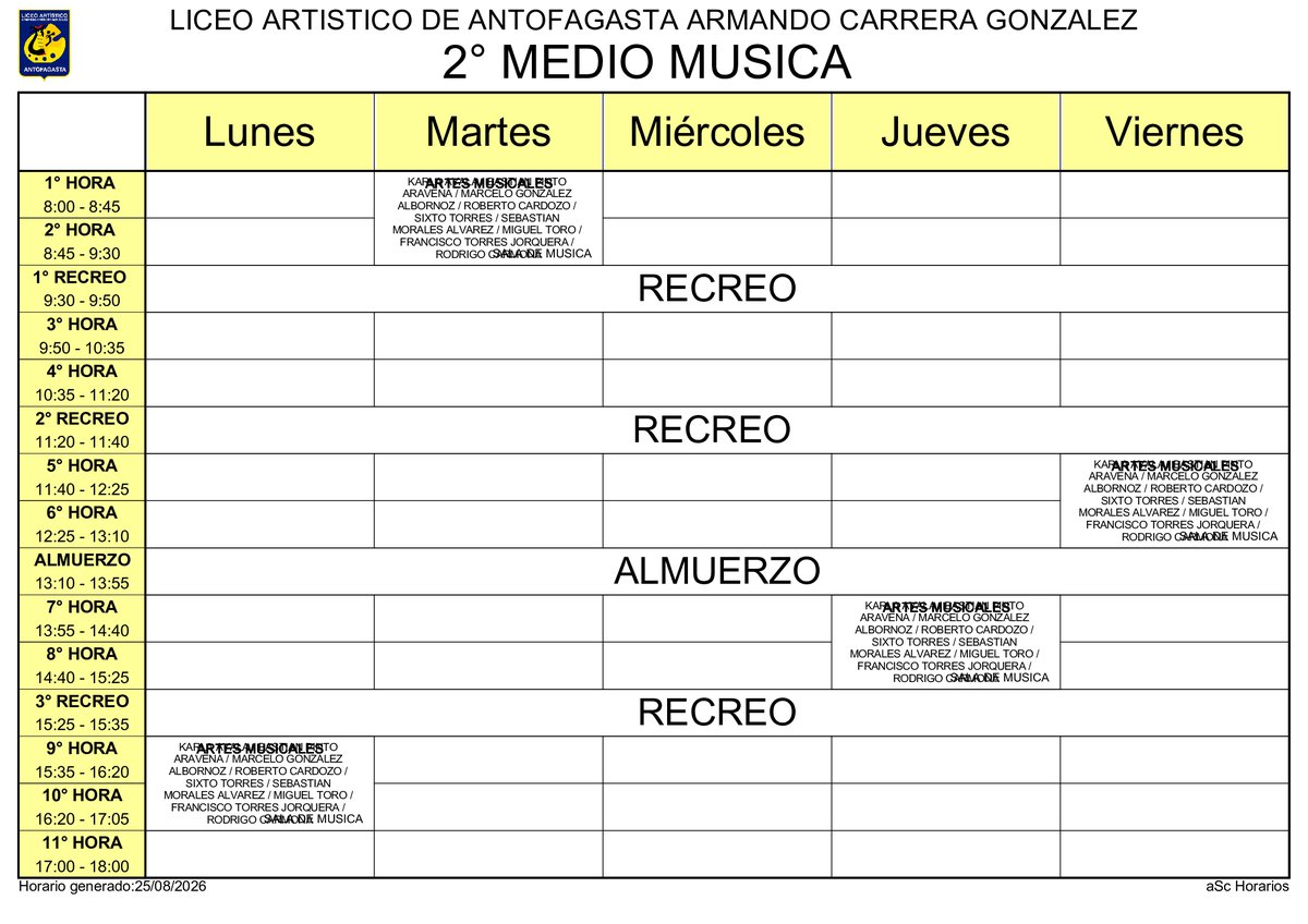 Horario página 41