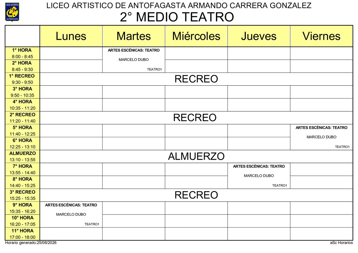 Horario página 42