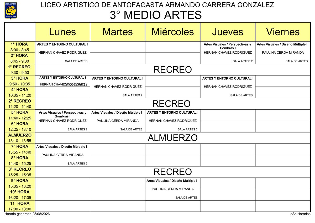 Horario página 43