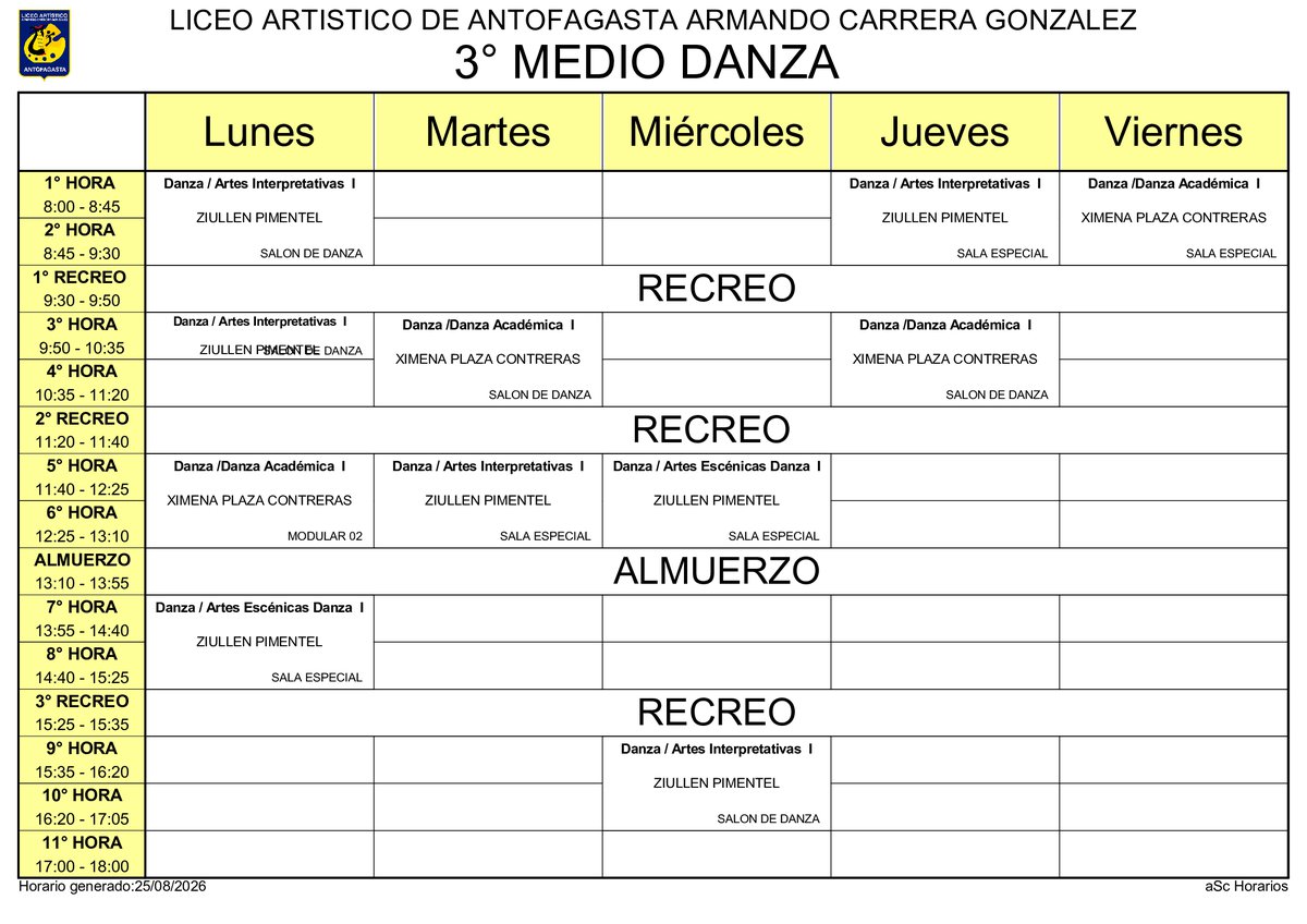 Horario página 45