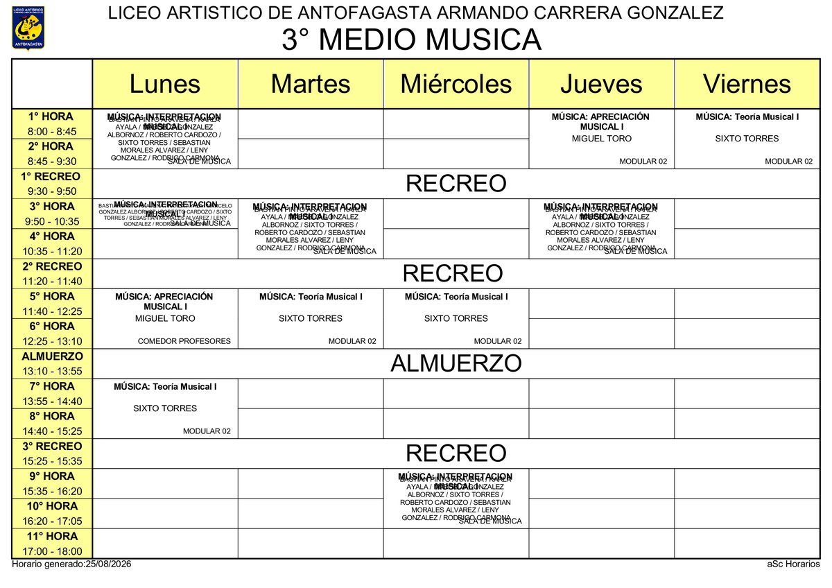 Horario página 46