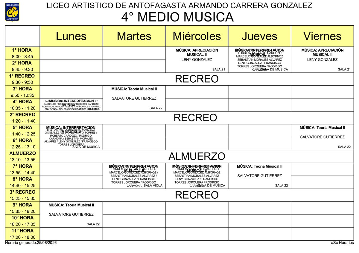 Horario página 49