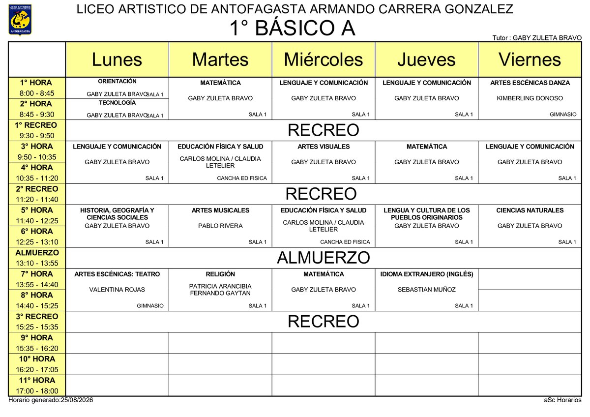 Horario página 5