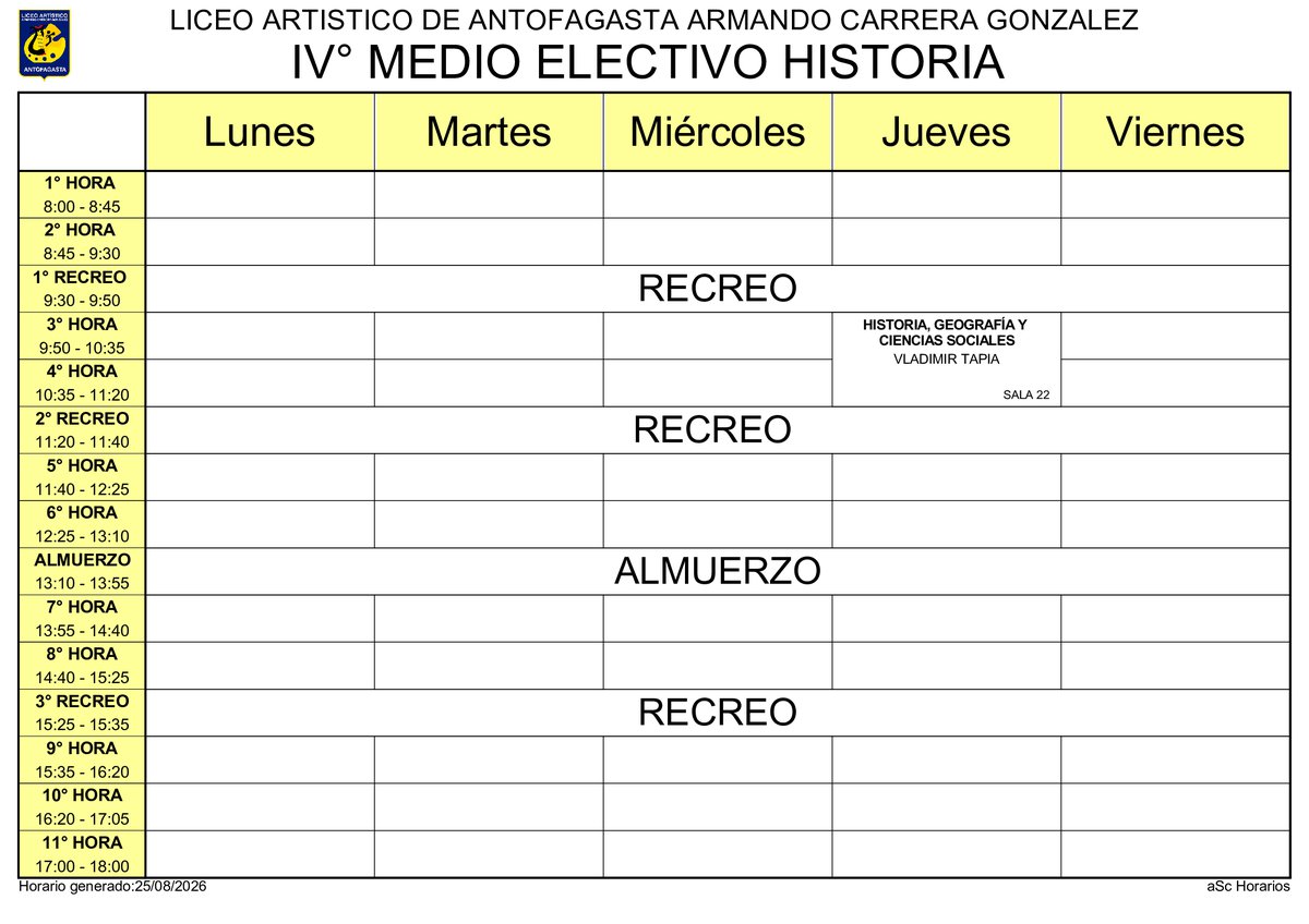 Horario página 51