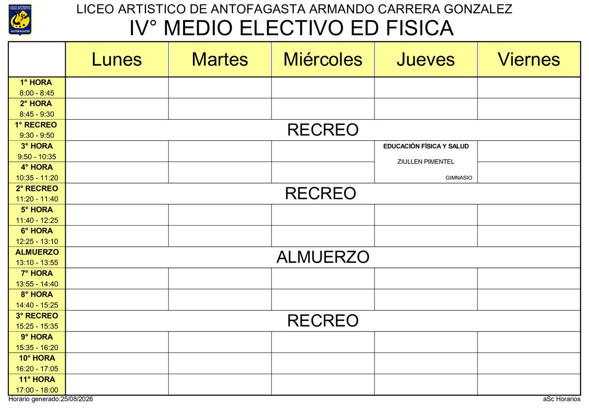 Horario página 52