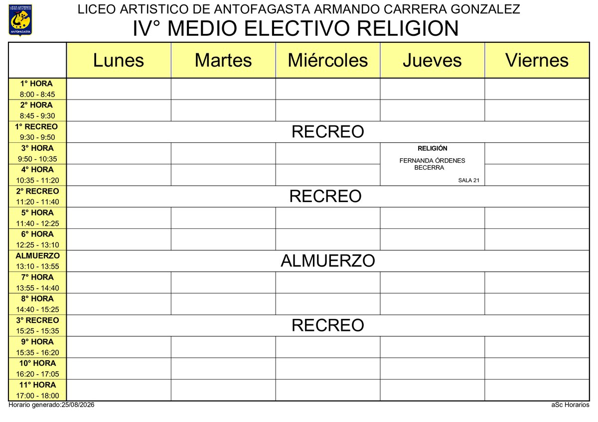 Horario página 53