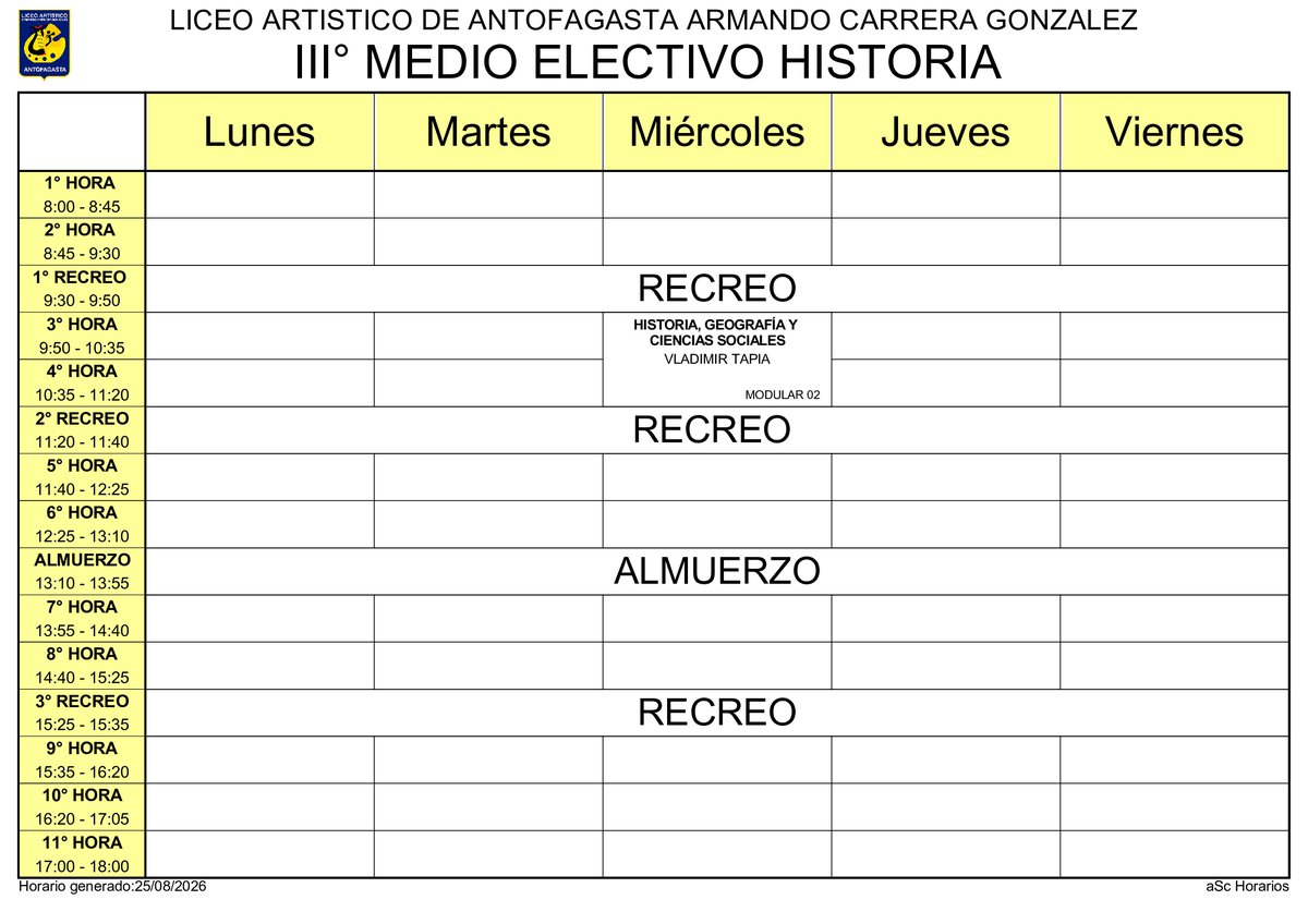 Horario página 54