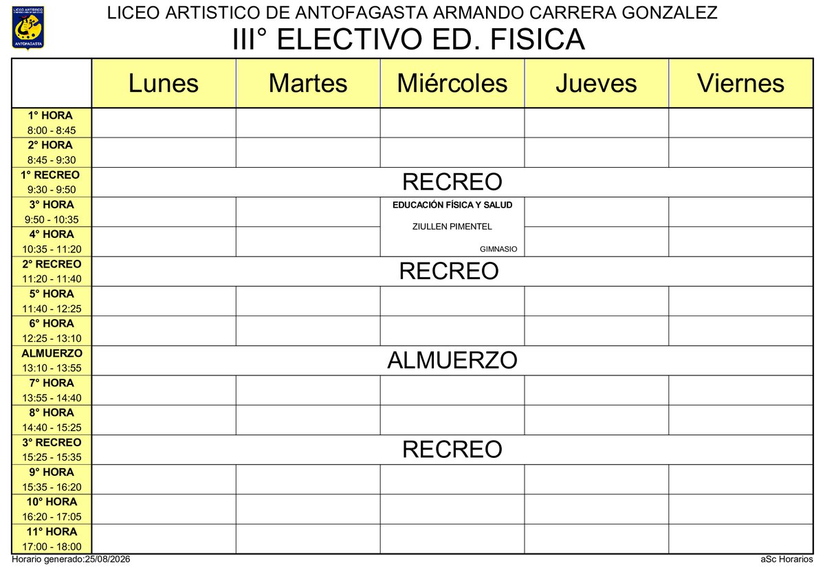 Horario página 55