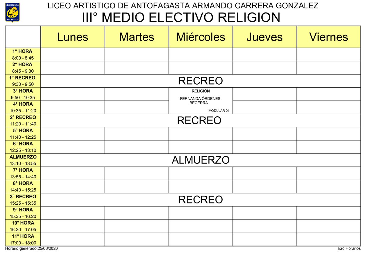 Horario página 56