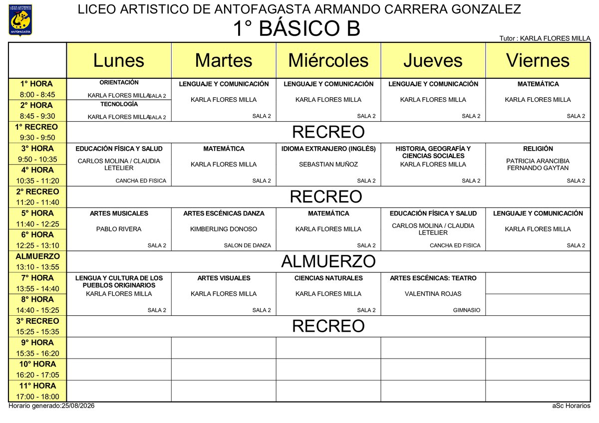 Horario página 6